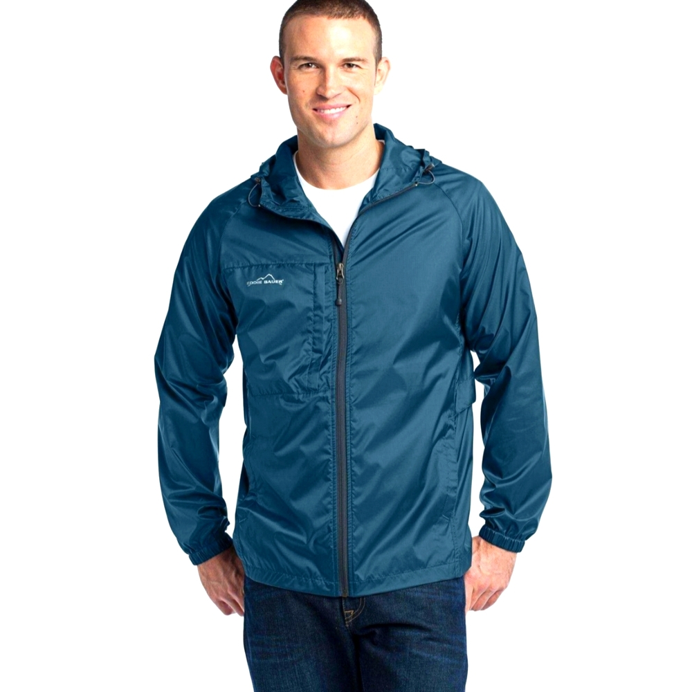 Eddie Bauer Packable Wind Jacket XL Blue Green